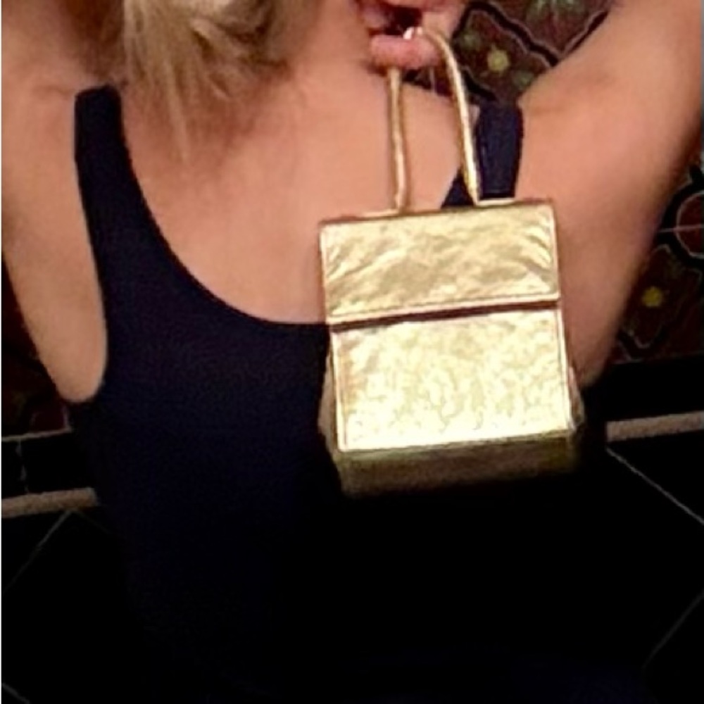 Gold Mini Bags with Structured Box Design - Picture 2 of 9